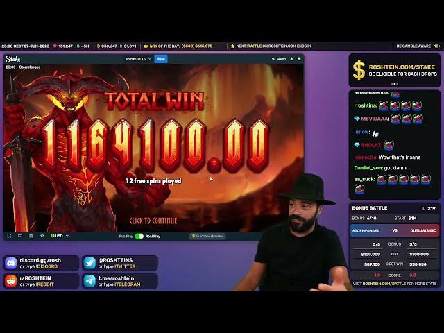 Roshtein Boom! Stormforged $1.1M Win!