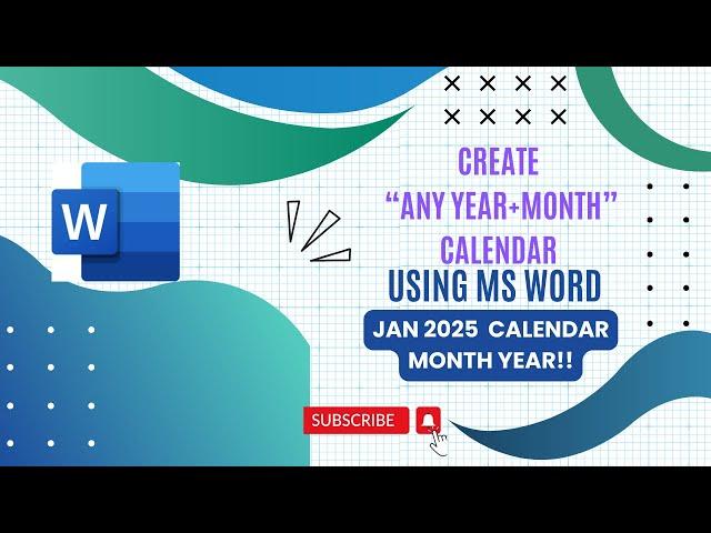 Create an "Any Month and Year " calendar in Microsoft Word #msword #calendar #illustration
