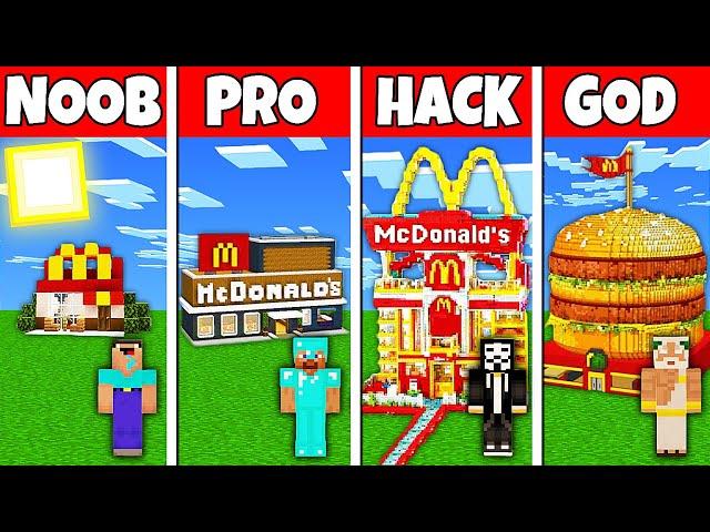 Minecraft Battle: NOOB vs PRO vs HACKER vs GOD! MCDONALDS HOUSE BUILD CHALLENGE in Minecraft