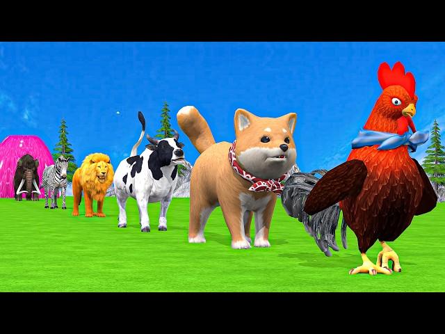 Paint & Animals Duck,Gorilla,Lion,Elephant,Cow,Sheep Fountain Crossing Transformation Animal Cartoon