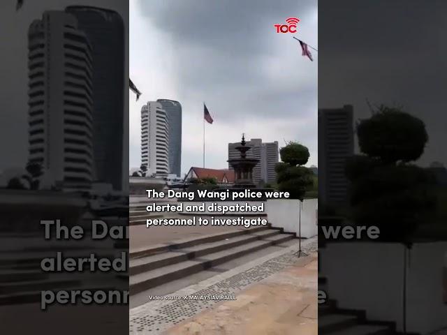 Naked man seen bathing in public fountain at Dataran Merdeka, Malaysia