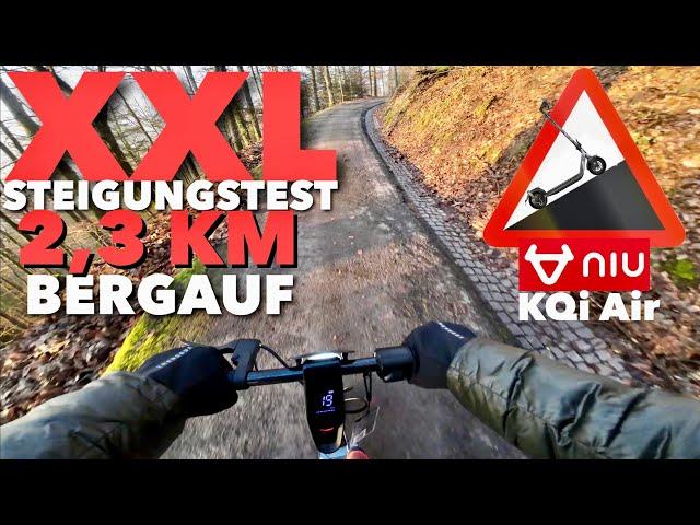 Der XXL Steigungstest - NIU KQi Air Carbon E-Scooter -  2,3 KM Bergauf - 4 Grad C -  Packt er es ?