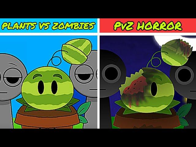 Plants vs Zombies Sprunki || NORMAL VERSION VS HORROR VERSION