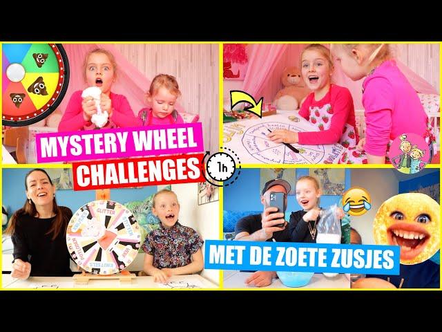 MYSTERY WHEEL CHALLENGES met DE ZOETE ZUSJES!! *Het Rad Bepaalt!! [1 Uur Video] DeZoeteZusjes