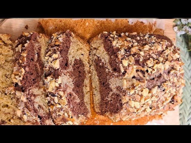 Banana Cake Recipe | Soft, Moist, with Chocolaty Swirls! You will love this Banana Cake!