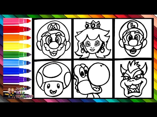 Draw and Color the Characters of Super Mario  Drawings for Kids