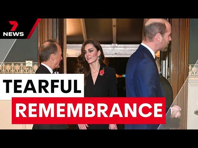 Princess Kate fights back tears during her first public appearance | 7NEWS