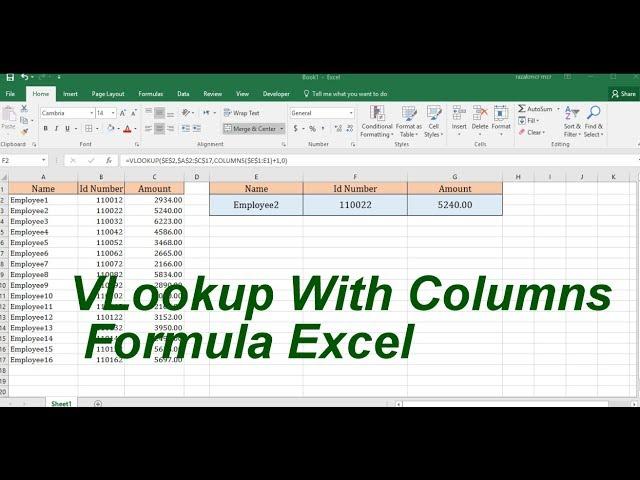 VLookup With Columns Formula