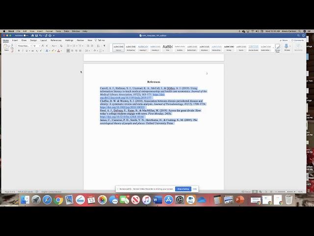 Format your APA Reference List on a Mac