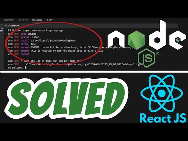 npm ERR! enoent : no such file or directory, lstat 'C:\Users\AppData\Roaming\npm' SOLVED React JS