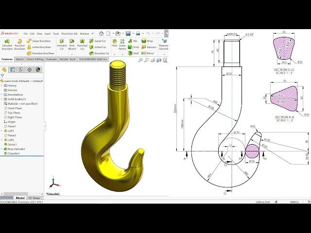 Crane Hook Design in Solidworks