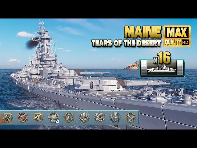Battleship Maine on map "Tears of the Desert" - World of Warships