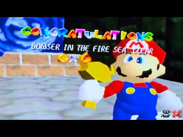 Sinking Bowsers Submarine in Super Mario 64- Clear Fire Sea first and unlock the moving poles