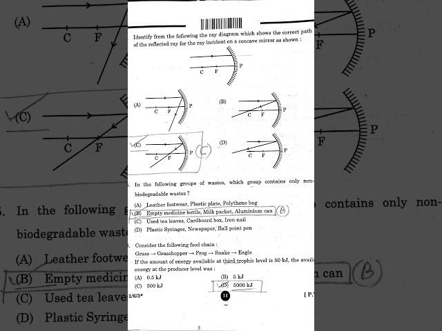 #Class 10th Science# QP code 31/6/3 set 3# MCQs solution#