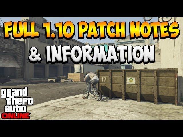 GTA 5 ONLINE - FULL 1.10 PATCH NOTES! DNS CODES, MONEY & RP GLITCHES ALL PATCHED! (1.10 Patch Notes)
