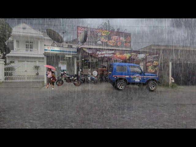 Super heavy rain, strong winds and thunderstorms | sleep instantly with the sound of heavy rain