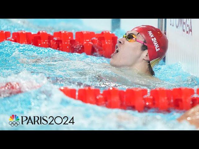 Pan Zhanle BLAZES to 100m freestyle gold with world-record swim | Paris Olympics | NBC Sports