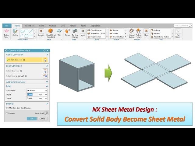 NX Sheet Metal Design : Convert Solid Body become Sheet Metal