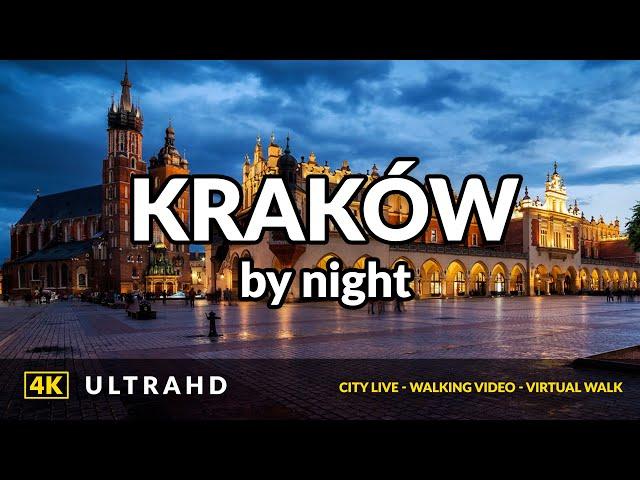 4K Walking tour of Krakow by night. Krakow, is it dangerous at night time? Krakow nightlife Poland