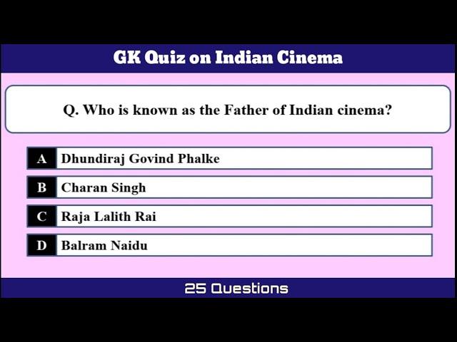 GK Quiz on Indian Cinema | Quiz in English | Indian Cinema Quiz