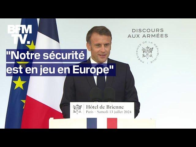 Emmanuel Macron a tenu son discours aux Armées à l'Hôtel de Brienne ce samedi 13 juillet 2024