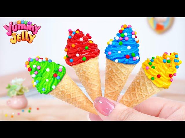 How To Make Cute Rainbow Ice Cream Using COCA PEPSI FANTA  Miniature Fruit Ice Cream by Yummy Jelly