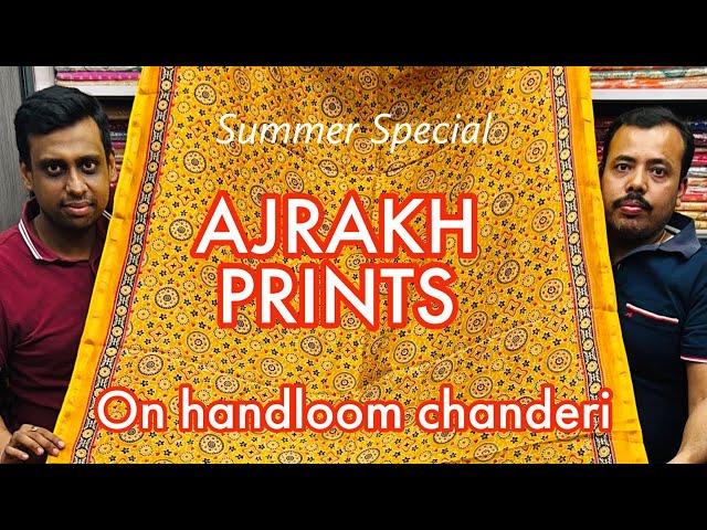 AJRAKH PRINTS ORIGINAL ON CHANDERI HANDLOOM | ADI INDIAN SILK HOUSE |