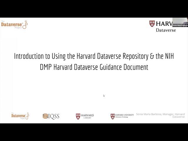 Introduction to Using the Harvard Dataverse & the NIH DMP Harvard Dataverse Guidance Document