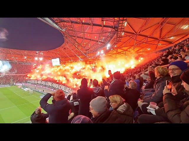 Pyro Hannover 96 fans against 1. FC Magdeburg