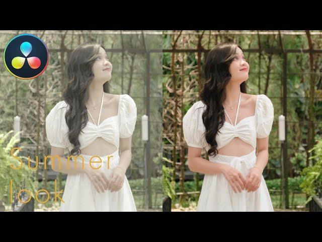 Cách chỉnh tone màu summer - dreamy look |  F-log | Color Grading Davinci Resolve Ep. 4 #justinvo