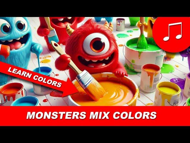 Children's Song: Monsters Mix Colors | Learning Song for Kids | A Fun Dance with the Color Wheel