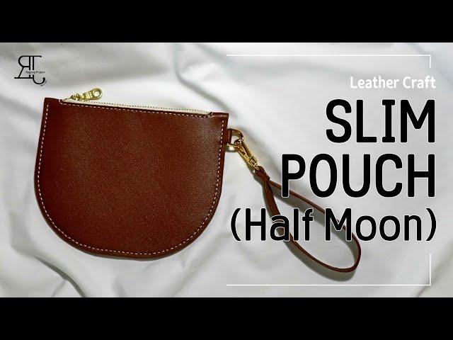 [무료패턴ㅣFree Pattern] 슬림 반원 파우치 만들기 / 가죽공예 독학 / Slim Pouch_Half Moon / Leather Craft