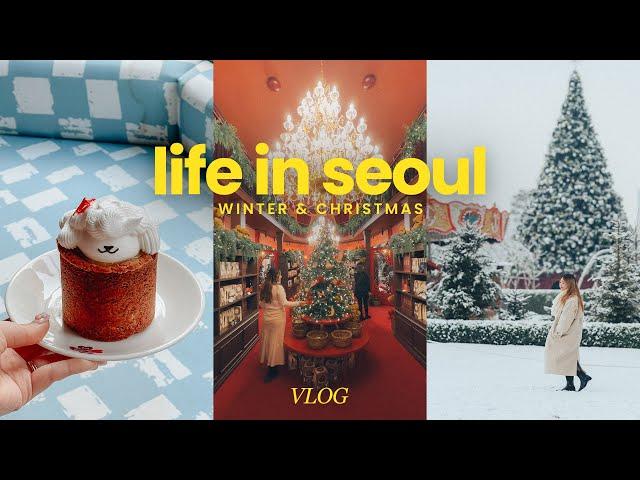 seoul vlog ️ | christmas market, snowing in seoul, winter cafes