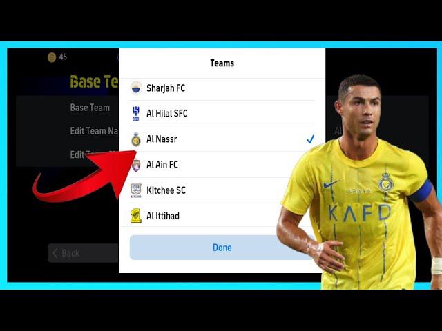 How To Select Al-Nassr Team In Efootball 2025 Mobile || Al-Nassr Kits/Jersey In Efootball 2025 ||