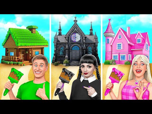 Wednesday vs Barbie One Colored House Challenge by Multi DO Challenge