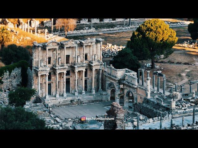 4K Ephesus Ancient City (Efes Antik Kenti) Drone video - Izmir, Selcuk