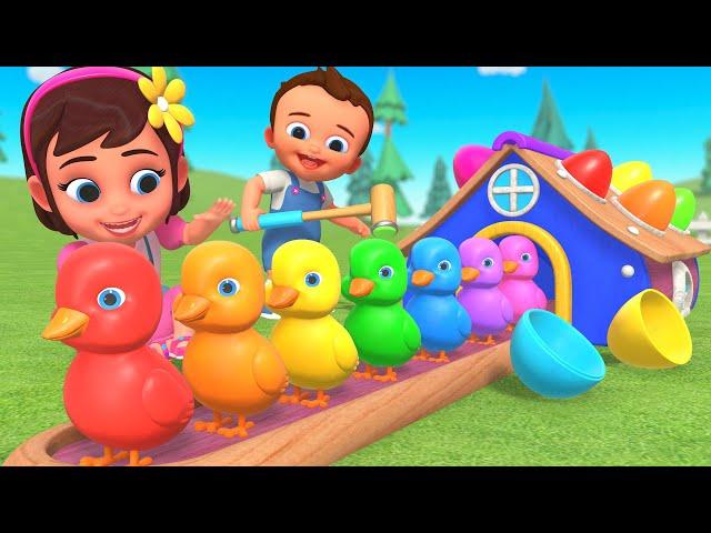 Baby Learns Colors with Wooden House & Hammer Toy | Fun Duck & Car Ride Video for Kids & Toddlers