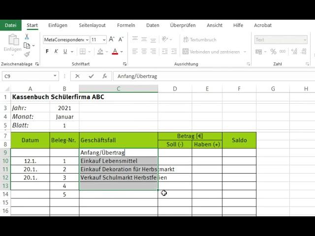 Buchhaltung ganz praktisch: Kassenbuch Excel Grundlagen