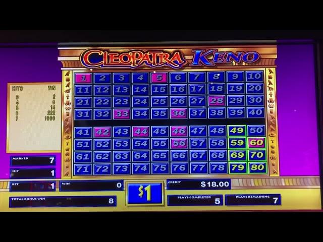 NICE BONUS WIN! High Limit Cleopatra Keno! Free Games Win! Live Play at Casino! Live Keno Play!