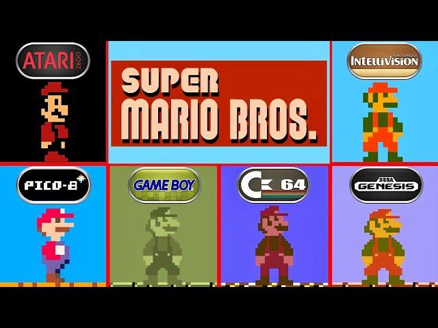 Super Mario Bros. Atari 2600 vs Intellivision vs PICO-8 vs Game Boy vs C64 vs Genesis