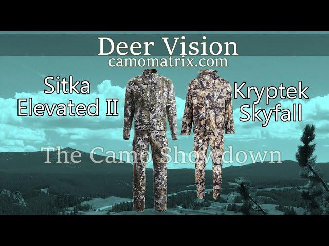 Compare Kryptex Skyfall Vs. Sitka Elevated II hunting camo w my new simulated deer vision.