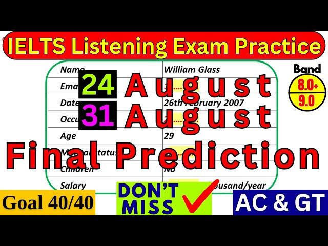 20 JULY & 27 JULY IELTS LISTENING PRACTICE TEST 2024 WITH ANSWERS | IELTS EXAM PREDICTION | IDP & BC