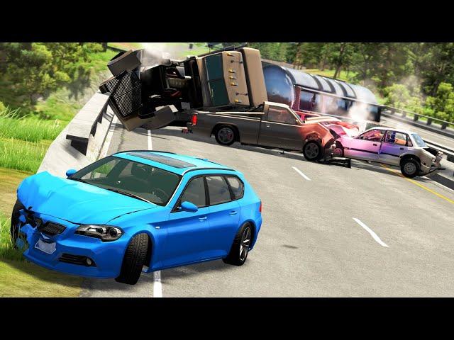 Highway Pileup Crashes 4 | BeamNG.drive