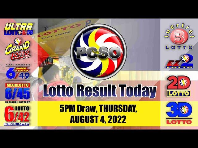 Swertres|3D and EZ2|2D Lotto 5PM Draw, Thursday, August 4, 2022