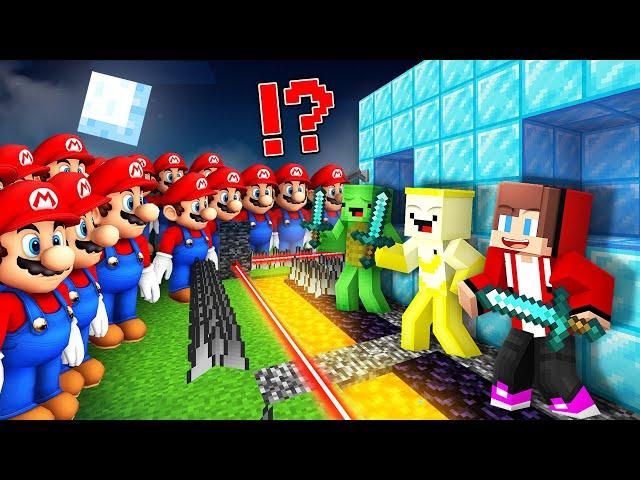 1000 MARIO vs Security House in Minecraft Challenge Maizen JJ and Mikey and Banana Kid