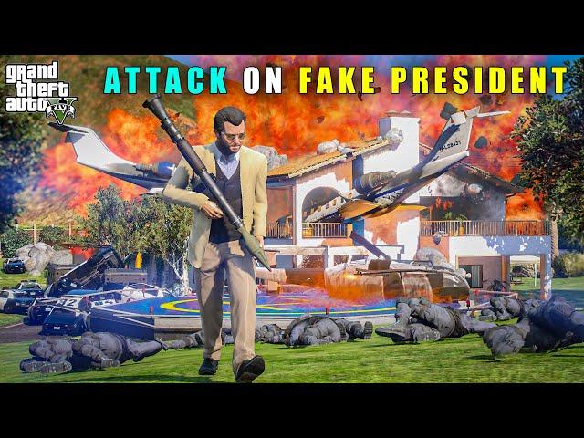 GTA 5 : MICHAEL'S POWERFUL ATTACK ON FAKE PRESIDENT'S MANSION || BB GAMING