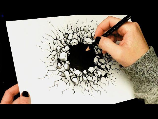 Optical Illusion (literature subject)- How To Draw An Optical Illusion CRACK in paper