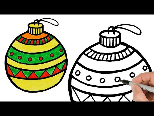 How to Draw Christmas Ornament | Super Easy Step-by-Step Tutorial!