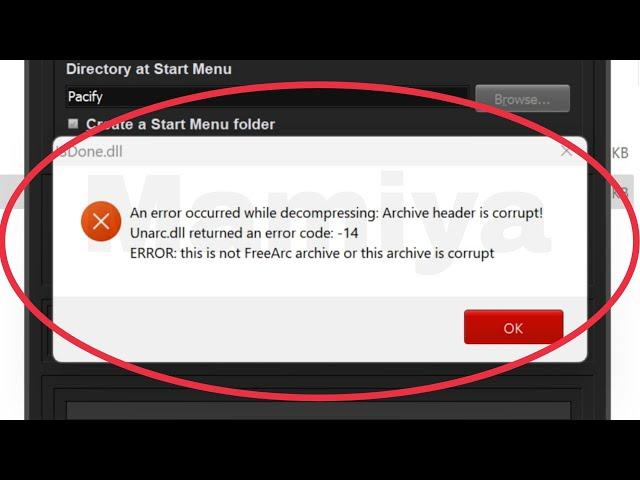 Pc Fix An error occurred while decompressing Archive header is corrupt Unarc.dll returned an error