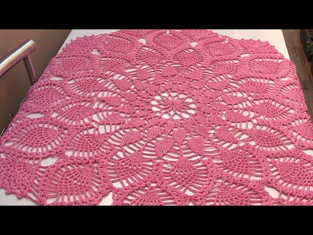 Toalha de mesa em Croche Com Pinhas/abacaxi Parte Final 3/3